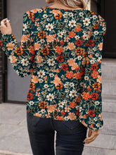 Green Retro Printed V-Neck Long Sleeve Fitted Ladies Shirt, Suitable For Autumn/Winter
